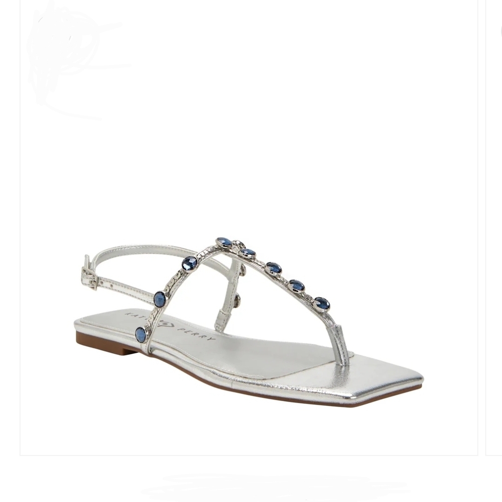 Katy Perry Collections Silver Sandal with Blue Gem Accents